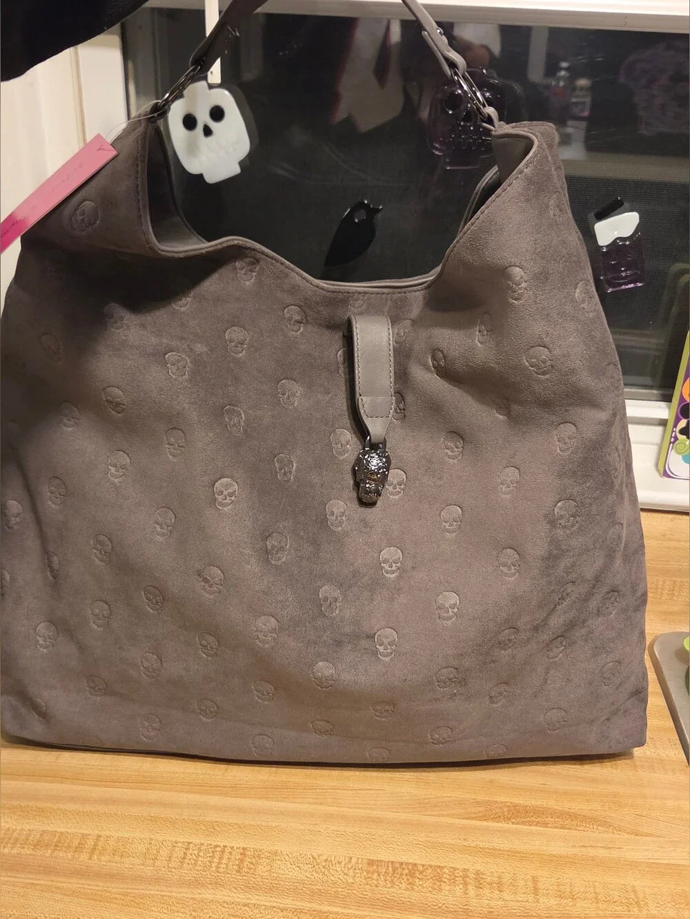 Betsey Johnson NWT Suede Skull Hobo Bag